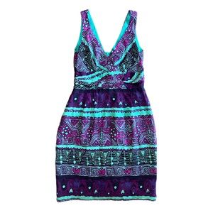 NANETTE LEPORE Silk & Linen Tribal Print Dress